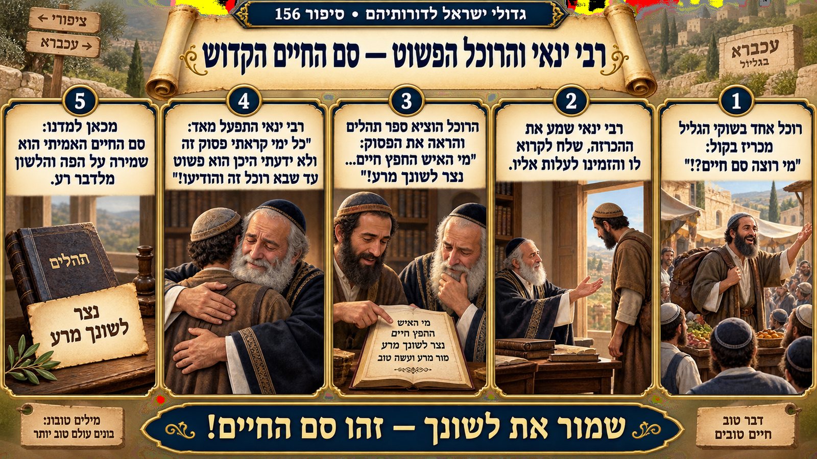 תמונת סיכום — רבי ינאי: רבי ינאי והרוכל הפשוט — סם החיים הקדוש